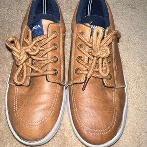 Nautica Sz 3 Youth Leather Brown Tan Lace Up Casual‎ S03